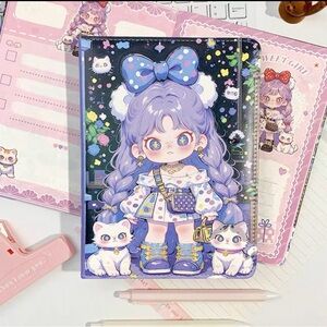 Dora illustrated padded B5 notebook NEW- Purple